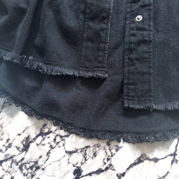 Zara Black Denim Button Down Oversized Shirt Jacket - Picture 7 of 8